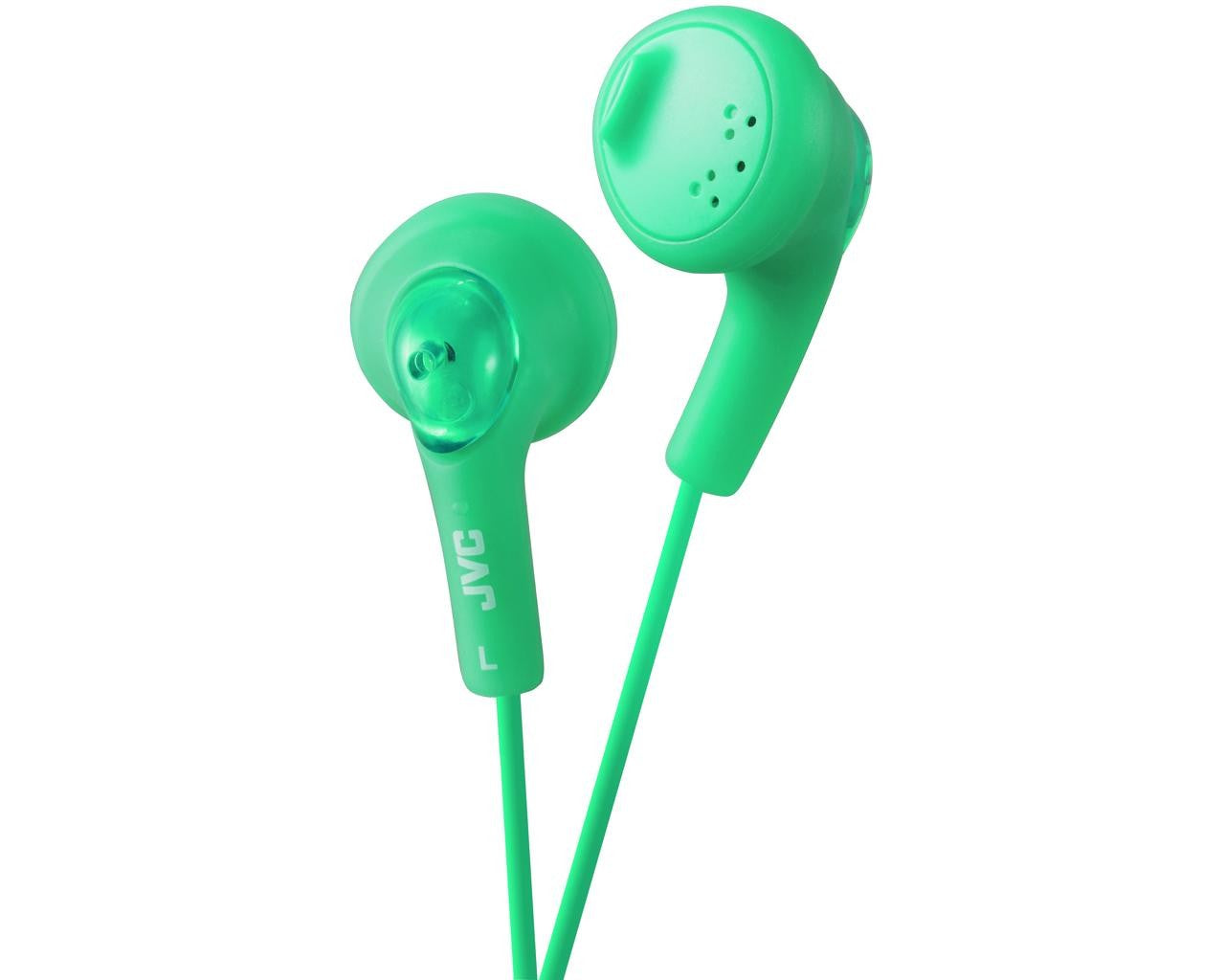 JVC Wired In-ear HeadphoneHeadphonesOval form soft rubber body for comfortable fit Bass boosting earpiece Powerful sound with 13.5mm Neodymium driver unit 3.3ft (1.0m) color cord with nickel-plated iPhone compatible slim plug